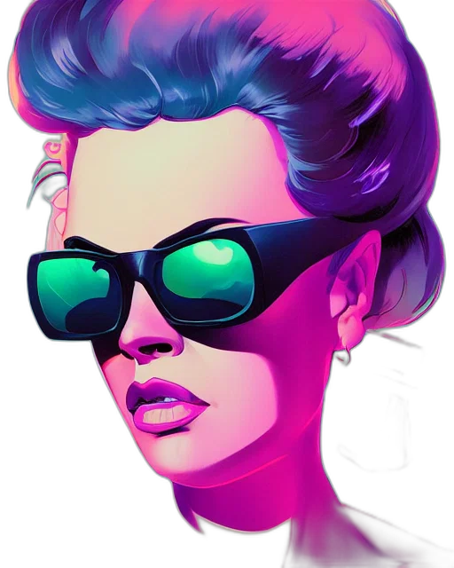 face, vaporwave, photorealistic, cyberpunk transparent PNG cut-out
