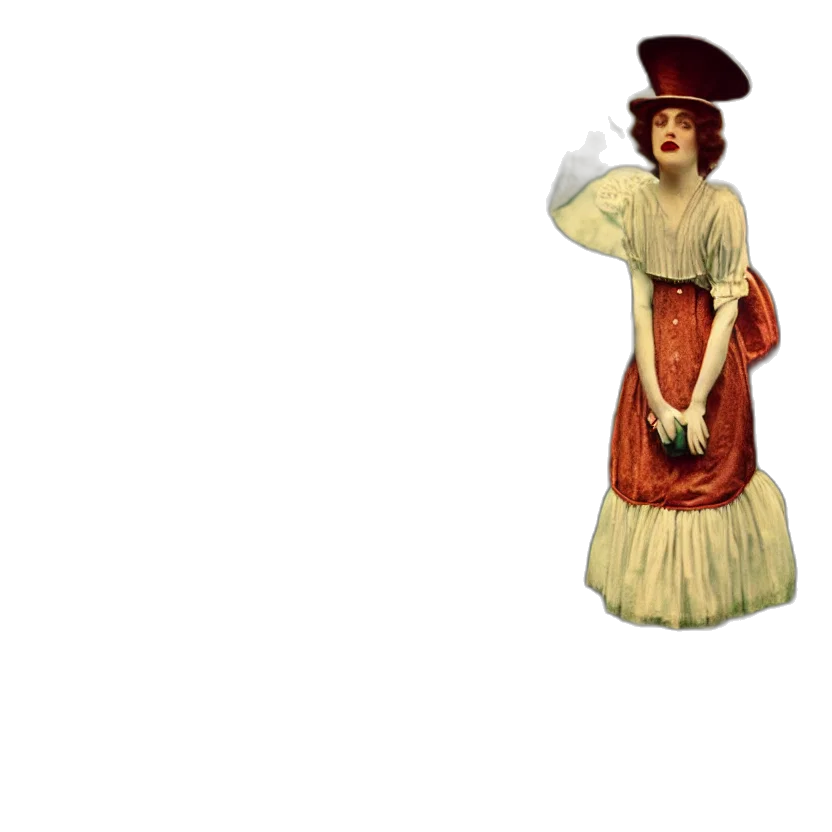 dress, hat, staff, jewelry transparent PNG cut-out