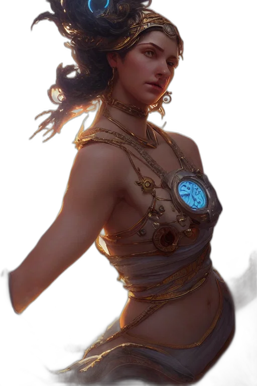 dress, jewelry, crown, staff transparent PNG cut-out