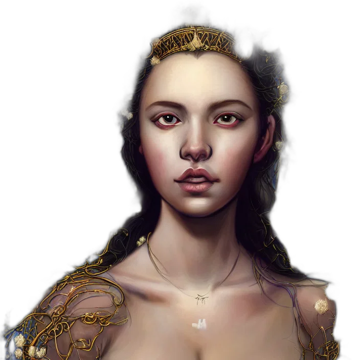 crown, face, jewelry, fantasy art transparent PNG cut-out
