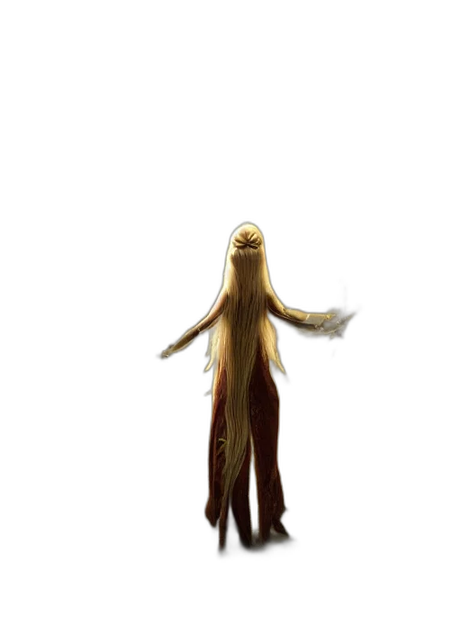 hair, staff, creature, dress transparent PNG cut-out