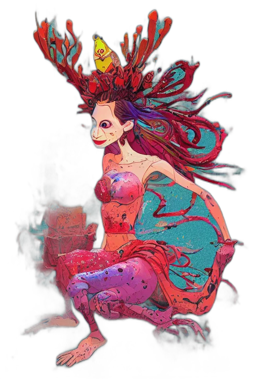 dress, mask, crown, fantasy art transparent PNG cut-out