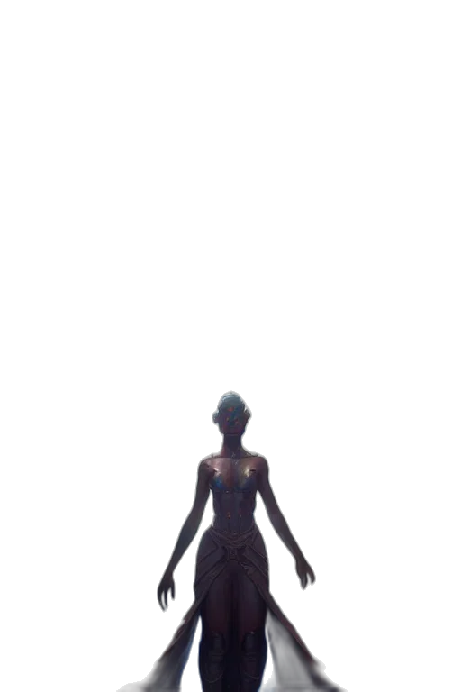 dress, creature, robot, staff transparent PNG cut-out