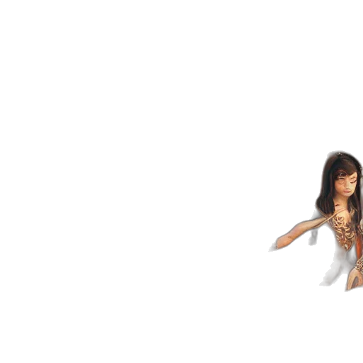 hair, dress, 3d render, pixel art transparent PNG cut-out