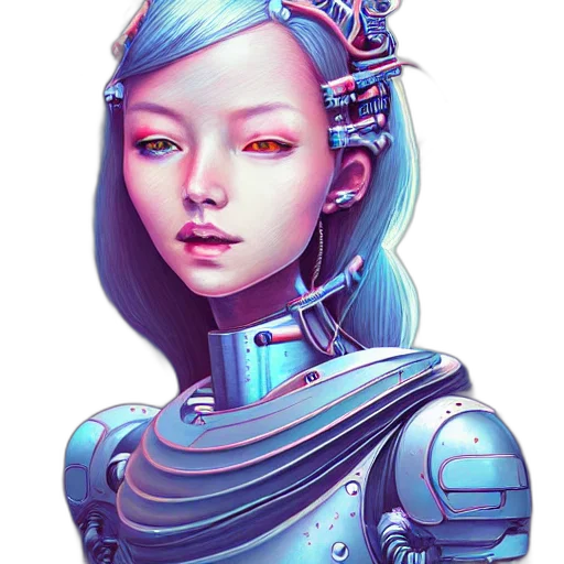 robot, face, cyberpunk, fantasy art transparent PNG cut-out