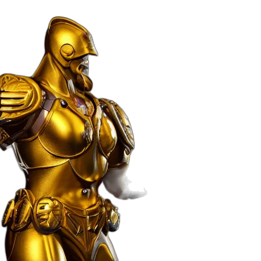 robot, 3d render, concept art, golden transparent PNG cut-out