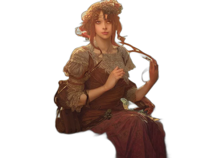 dress, staff, jewelry, crown transparent PNG cut-out