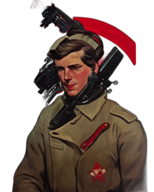 jacket, weapon, staff, face transparent PNG cut-out