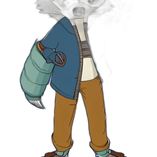 jacket, staff, mask, creature transparent PNG cut-out