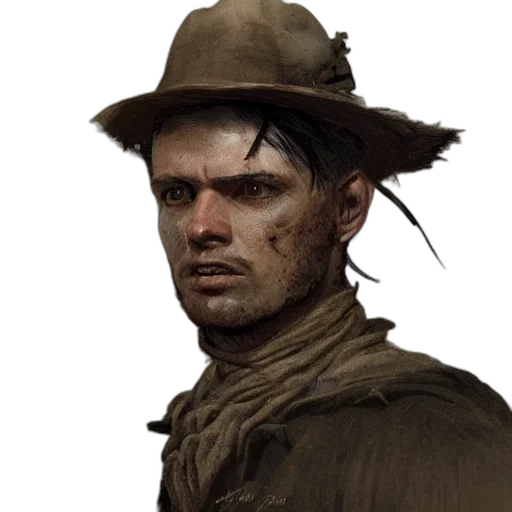 hat, face, staff, weapon transparent PNG cut-out