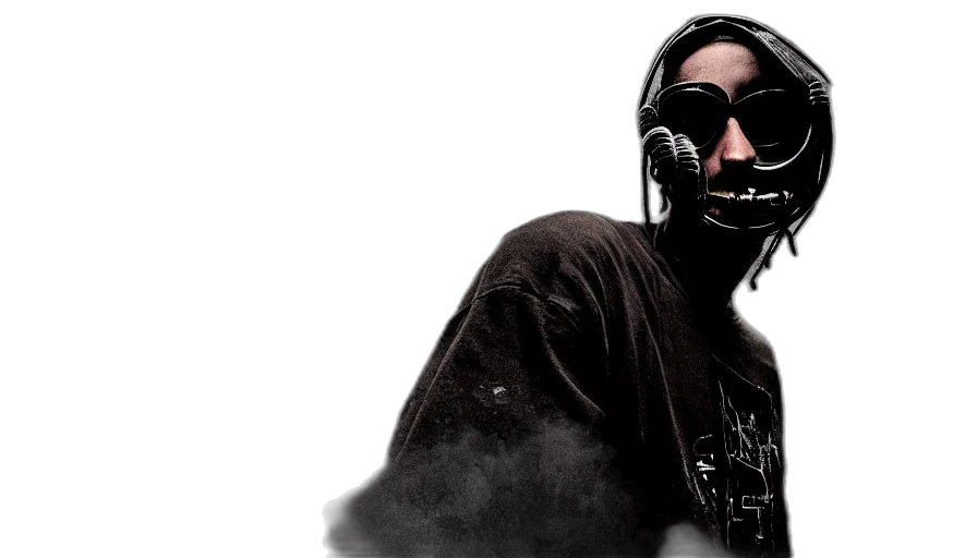 mask, concept art, cyberpunk, grunge transparent PNG cut-out