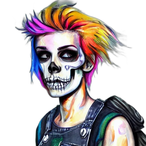face, cyberpunk, watercolor, comic book art transparent PNG cut-out