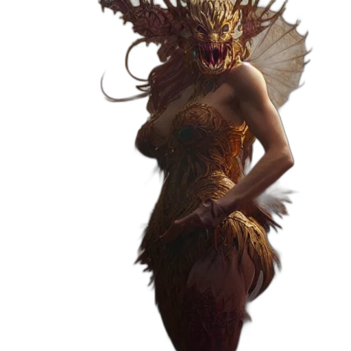 creature, dragon, mask, dress transparent PNG cut-out