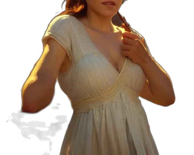 dress, jewelry, staff, face transparent PNG cut-out