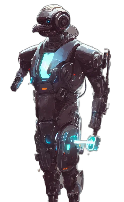 robot, weapon, concept art, cyberpunk transparent PNG cut-out
