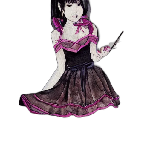 dress, staff, umbrella, anime transparent PNG cut-out