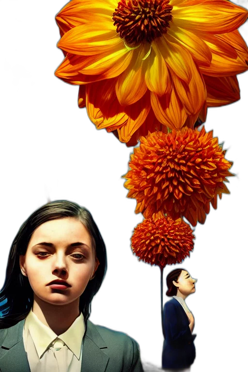 flower, face, concept art, photorealistic transparent PNG cut-out