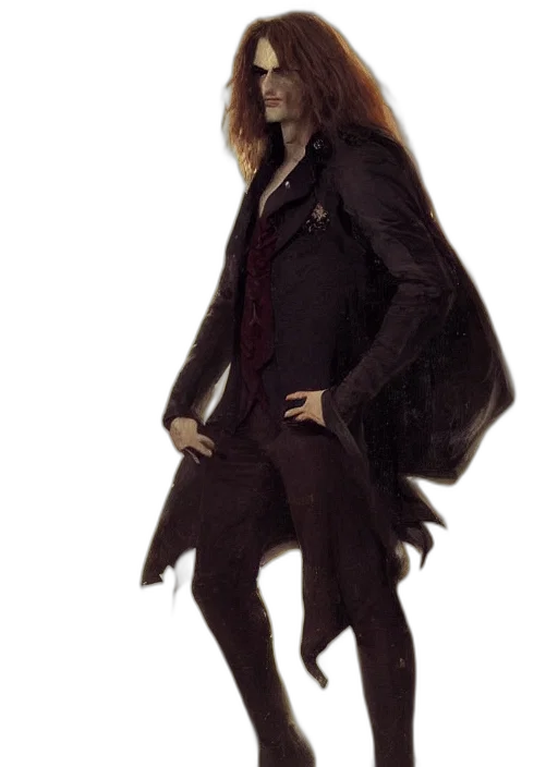 jacket, dress, staff, creature transparent PNG cut-out