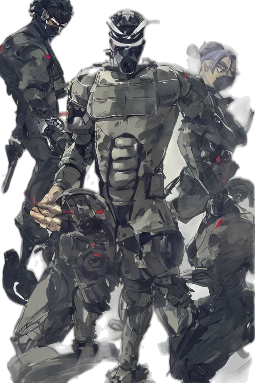 robot, weapon, jacket, concept art transparent PNG cut-out