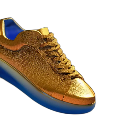 shoes, 3d render, golden, most transparent PNG cut-out