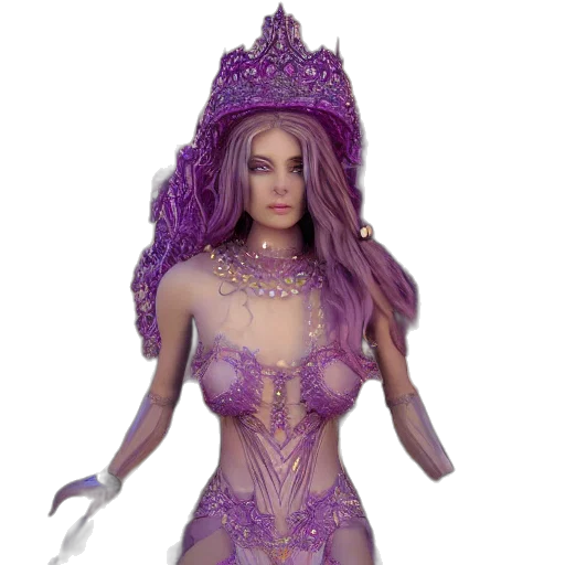 dress, crown, fantasy art, 3d render transparent PNG cut-out