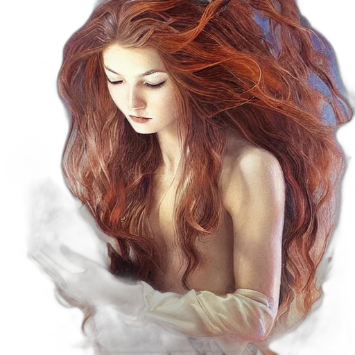 dress, hair, dragon, fantasy art transparent PNG cut-out