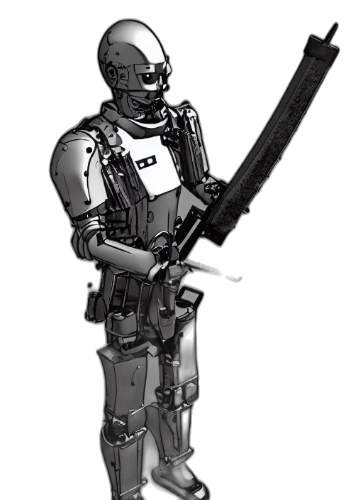 robot, weapon, staff, concept art transparent PNG cut-out