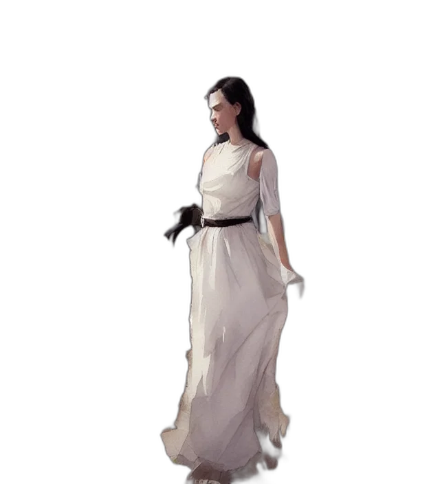 dress, staff, jewelry, concept art transparent PNG cut-out