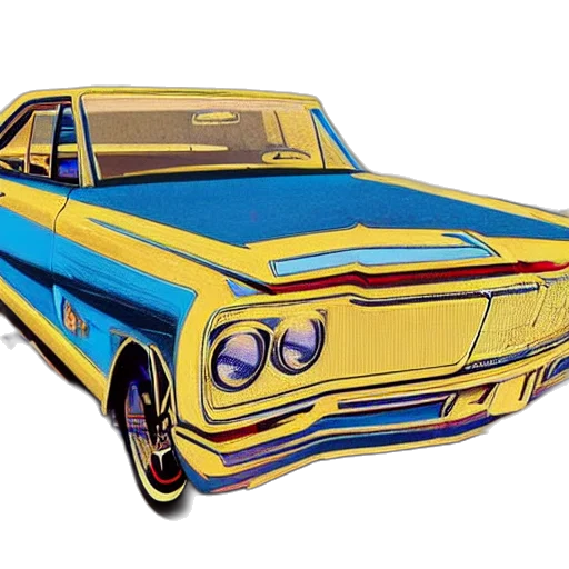 car, photorealistic, comic book art, 3d render transparent PNG cut-out
