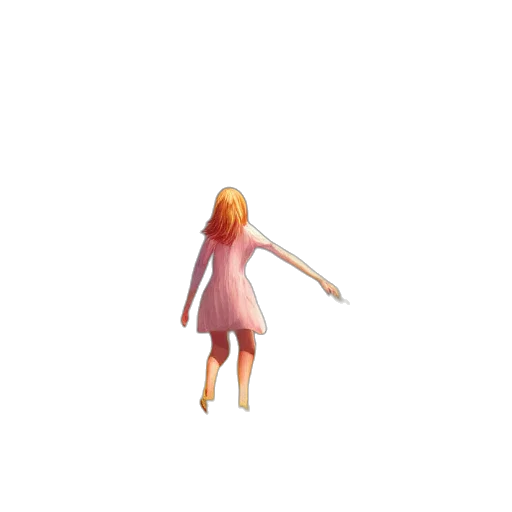 dress, hair, creature, staff transparent PNG cut-out