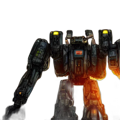 robot, weapon, concept art, 3d render transparent PNG cut-out
