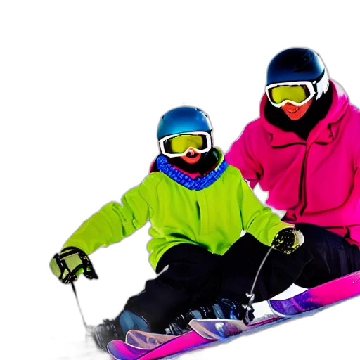 snow, neon, father, son transparent PNG cut-out