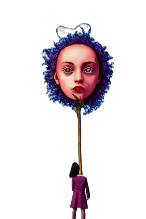 flower, umbrella, staff, face transparent PNG cut-out