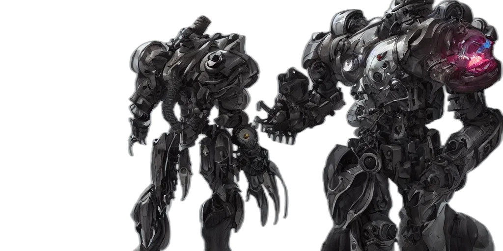 robot, weapon, concept art, 3d render transparent PNG cut-out