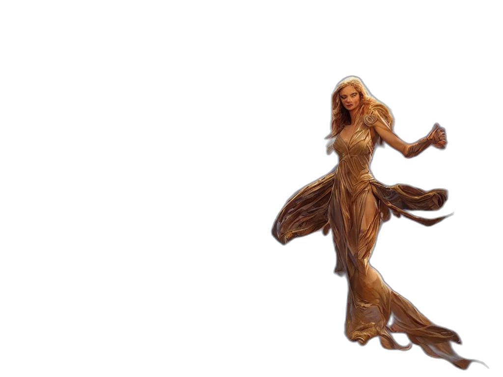 dress, hair, 3d render, concept art transparent PNG cut-out