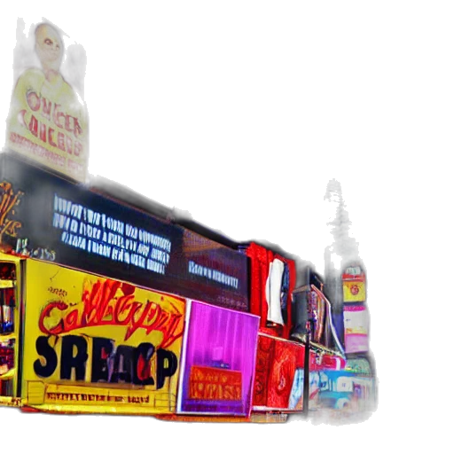 3d render, concept art, neon lights, city street transparent PNG cut-out