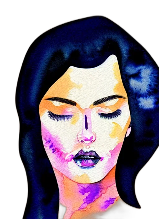 face, watercolor, comic book art, cartoon transparent PNG cut-out