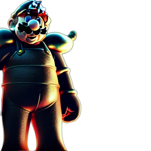 robot, 3d render, concept art, mario transparent PNG cut-out