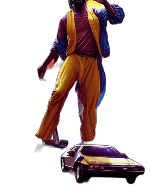 robot, car, jacket, staff transparent PNG cut-out