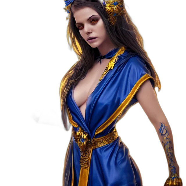 dress, jewelry, crown, staff transparent PNG cut-out