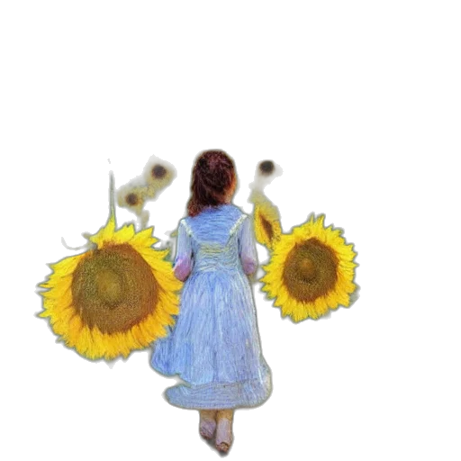 dress, flower, oil painting, watercolor transparent PNG cut-out