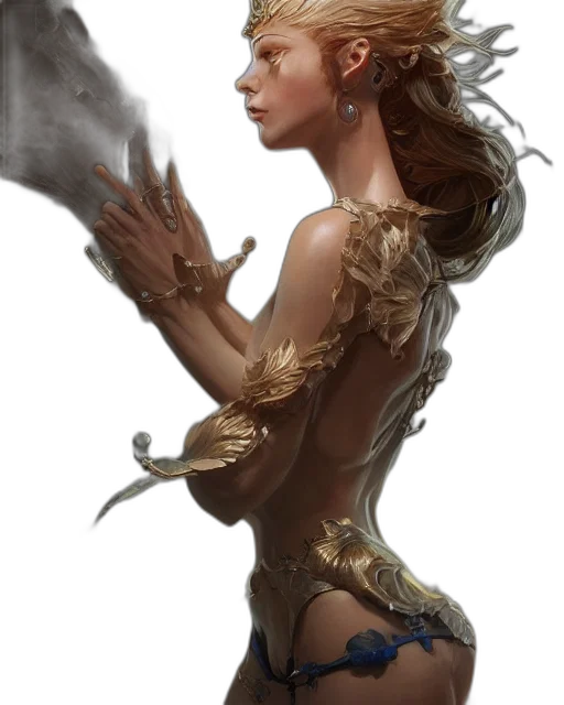 dress, jewelry, mask, staff transparent PNG cut-out