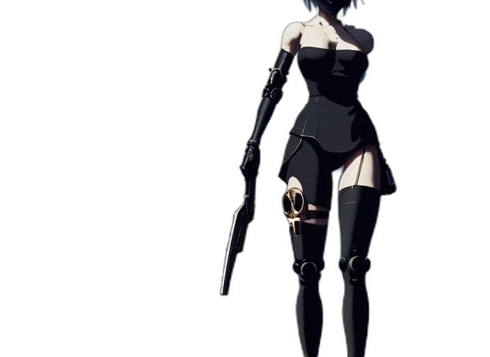 weapon, dress, staff, robot transparent PNG cut-out