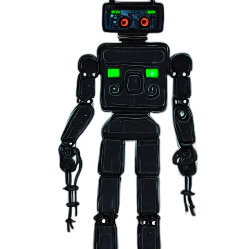 robot, staff, 3d render, concept art transparent PNG cut-out