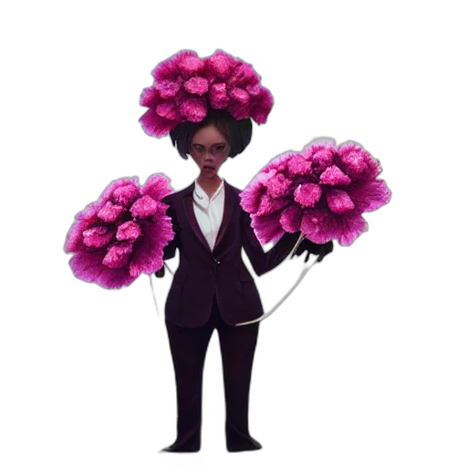flower, staff, jacket, hair transparent PNG cut-out