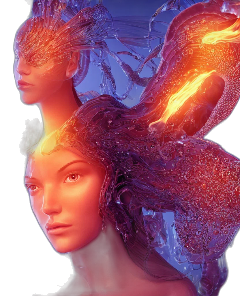 crown, hair, face, fantasy art transparent PNG cut-out