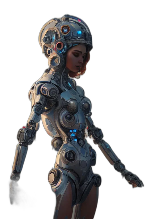 robot, dress, staff, weapon transparent PNG cut-out