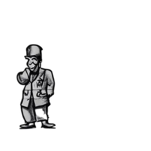 staff, hat, jacket, robot transparent PNG cut-out