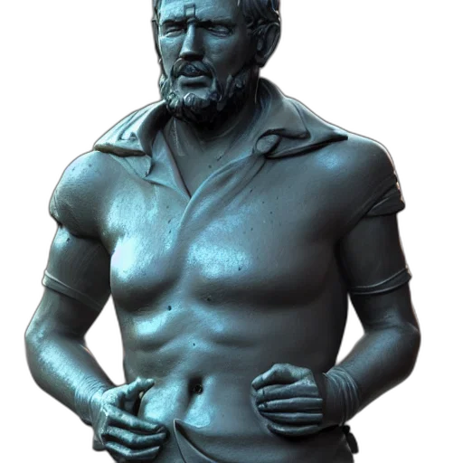 jacket, sword, face, 3d render transparent PNG cut-out