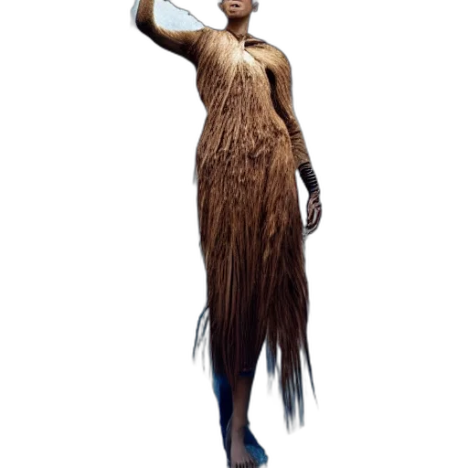 dress, staff, hair, creature transparent PNG cut-out